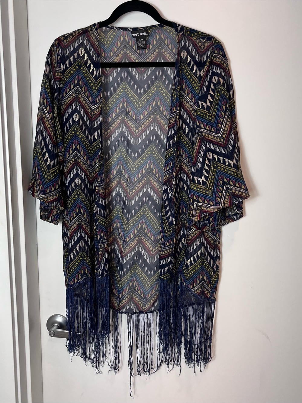 Wet Seal Y2K bohemian style chevron print kimono cardigan boho colorful small